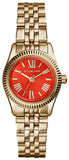 Buy Shop Michael Kors Lexington Quartz Orange Dial Gold Steel Strap Watch For Women - MK3284 USA Online