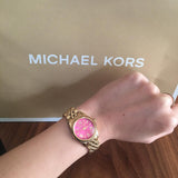 Buy Shop Michael Kors Lexington Quartz Pink Dial Gold Steel Strap Watch For Women - MK3270 USA Online