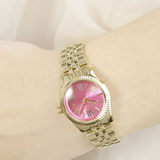 Buy Shop Michael Kors Lexington Quartz Pink Dial Gold Steel Strap Watch For Women - MK3270 USA Online