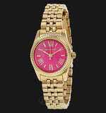 Buy Shop Michael Kors Lexington Quartz Pink Dial Gold Steel Strap Watch For Women - MK3270 USA Online