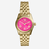 Buy Shop Michael Kors Lexington Quartz Pink Dial Gold Steel Strap Watch For Women - MK3270 USA Online
