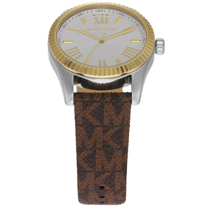 Buy Shop Michael Kors Lexington Silver Dial Brown Leather Strap Watch For Women - MK4745 USA Online