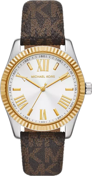 Buy Shop Michael Kors Lexington Silver Dial Brown Leather Strap Watch For Women - MK4745 USA Online