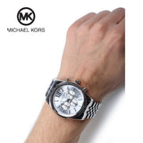 Buy Shop Michael Kors Lexington Silver Dial Silver Steel Strap Watch for Men - MK8405 USA Online