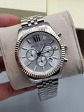 Buy Shop Michael Kors Lexington Silver Dial Silver Steel Strap Watch for Men - MK8405 USA Online