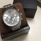 Buy Shop Michael Kors Lexington Silver Dial Silver Steel Strap Watch for Men - MK8405 USA Online