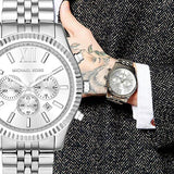Buy Shop Michael Kors Lexington Silver Dial Silver Steel Strap Watch for Men - MK8405 USA Online
