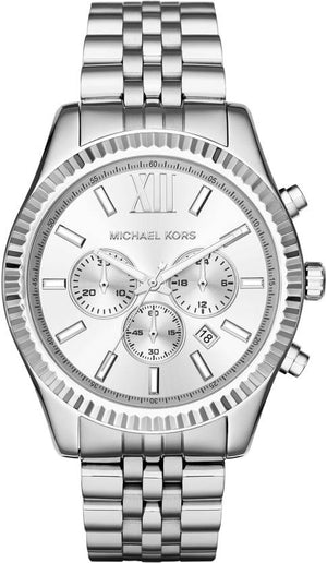Buy Shop Michael Kors Lexington Silver Dial Silver Steel Strap Watch for Men - MK8405 USA Online