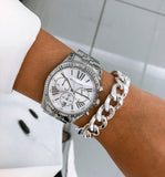 Buy Shop Michael Kors Lexington Silver Dial Silver Steel Strap Watch for Women - MK5555 USA Online