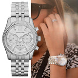 Buy Shop Michael Kors Lexington Silver Dial Silver Steel Strap Watch for Women - MK5555 USA Online