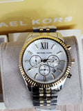 Buy Shop Michael Kors Lexington Silver Dial Two Tone Steel Strap Watch for Men - MK8344 USA Online