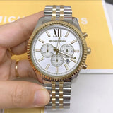 Buy Shop Michael Kors Lexington Silver Dial Two Tone Steel Strap Watch for Men - MK8344 USA Online