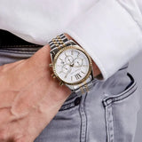 Buy Shop Michael Kors Lexington Silver Dial Two Tone Steel Strap Watch for Men - MK8344 USA Online