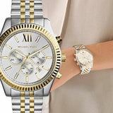 Buy Shop Michael Kors Lexington Silver Dial Two Tone Steel Strap Watch for Men - MK8344 USA Online