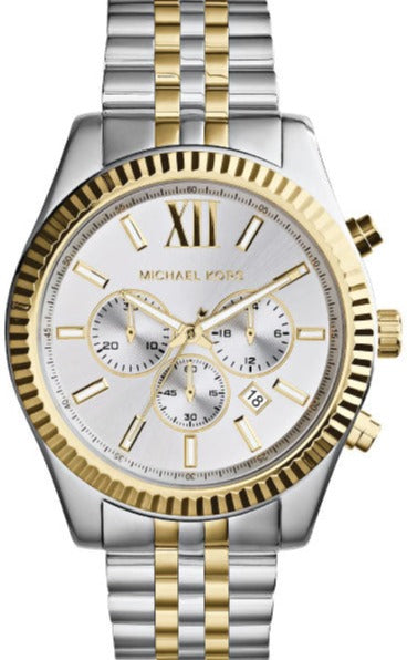 Buy Shop Michael Kors Lexington Silver Dial Two Tone Steel Strap Watch for Men - MK8344 USA Online
