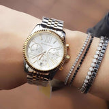 Buy Shop Michael Kors Lexington Silver Dial Two Tone Steel Strap Watch for Women - MK5955 USA Online