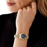 Buy Shop Michael Kors Lexington Three-Hand Blue Dial Gold Steel Strap Watch for Women - MK4802 USA Online