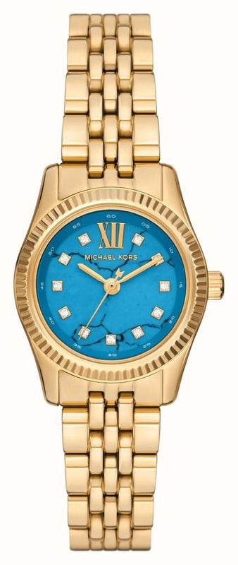 Buy Shop Michael Kors Lexington Three Hand Blue Dial Gold Steel Strap Watch for Women - MK4813 USA Online