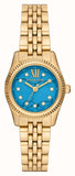Buy Shop Michael Kors Lexington Three Hand Blue Dial Gold Steel Strap Watch for Women - MK4813 USA Online