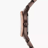 Buy Shop Michael Kors Lexington Three-Hand Brown Dial Brown Steel Strap Watch for Women - MK4844 USA Online