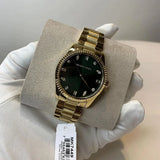 Buy Shop Michael Kors Lexington Three Hand Green Dial Gold Steel Strap Watch For Women - MK7449 USA Online