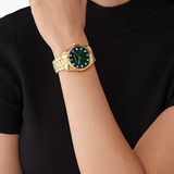 Buy Shop Michael Kors Lexington Three Hand Green Dial Gold Steel Strap Watch For Women - MK7449 USA Online