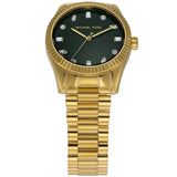 Buy Shop Michael Kors Lexington Three Hand Green Dial Gold Steel Strap Watch For Women - MK7449 USA Online