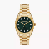 Buy Shop Michael Kors Lexington Three Hand Green Dial Gold Steel Strap Watch For Women - MK7449 USA Online
