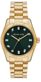 Buy Shop Michael Kors Lexington Three Hand Green Dial Gold Steel Strap Watch For Women - MK7449 USA Online