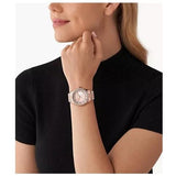 Buy Shop Michael Kors Lexington Three Hand Mother of Pearl Pink Dial Rose Gold Steel Strap Watch For Women - MK7444 USA Online