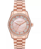 Buy Shop Michael Kors Lexington Three Hand Mother of Pearl Pink Dial Rose Gold Steel Strap Watch For Women - MK7444 USA Online