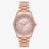 Buy Shop Michael Kors Lexington Three Hand Mother of Pearl Pink Dial Rose Gold Steel Strap Watch For Women - MK7444 USA Online