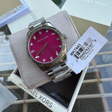 Buy Shop Michael Kors Lexington Three-Hand Pink Dial Silver Steel Strap Watch For Women - MK7443 USA Online