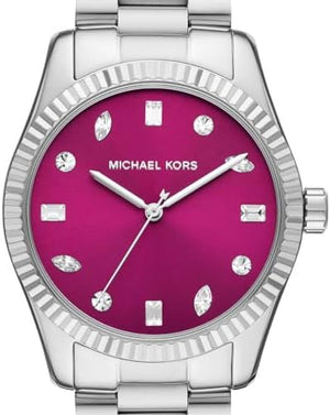 Buy Shop Michael Kors Lexington Three-Hand Pink Dial Silver Steel Strap Watch For Women - MK7443 USA Online