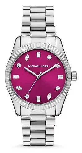 Buy Shop Michael Kors Lexington Three-Hand Pink Dial Silver Steel Strap Watch For Women - MK7443 USA Online