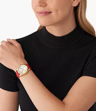 Buy Shop Michael Kors Lexington Three Hand Red Dial Red Leather Strap Watch For Women - MK4747 USA Online