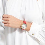 Buy Shop Michael Kors Lexington Three Hand Red Dial Red Leather Strap Watch For Women - MK4747 USA Online