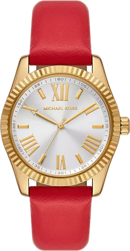 Buy Shop Michael Kors Lexington Three Hand Red Dial Red Leather Strap Watch For Women - MK4747 USA Online