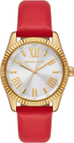 Buy Shop Michael Kors Lexington Three Hand Red Dial Red Leather Strap Watch For Women - MK4747 USA Online