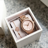 Buy Shop Michael Kors Lilane Quartz Rose Gold Dial Rose Gold Steel Strap Watch For Women - MK1068 USA Online