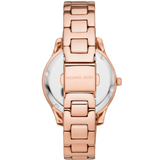 Buy Shop Michael Kors Lilane Three Hand Mother of Pearl White Dial Rose Gold Steel Strap Watch For Women - MK4557 USA Online