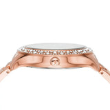 Buy Shop Michael Kors Lilane Three Hand Mother of Pearl White Dial Rose Gold Steel Strap Watch For Women - MK4557 USA Online
