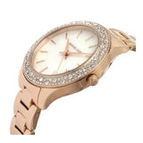 Buy Shop Michael Kors Lilane Three Hand Mother of Pearl White Dial Rose Gold Steel Strap Watch For Women - MK4557 USA Online