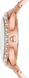 Buy Shop Michael Kors Lilane Three Hand Mother of Pearl White Dial Rose Gold Steel Strap Watch For Women - MK4557 USA Online