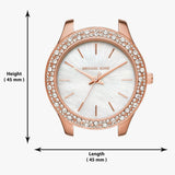 Buy Shop Michael Kors Lilane Three Hand Mother of Pearl White Dial Rose Gold Steel Strap Watch For Women - MK4557 USA Online