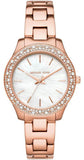 Buy Shop Michael Kors Lilane Three Hand Mother of Pearl White Dial Rose Gold Steel Strap Watch For Women - MK4557 USA Online