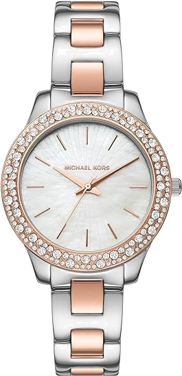 Buy Shop Michael Kors Liliane Quartz Mother of Pearl White Dial Two Tone Steel Strap Watch For Women - MK1048 USA Online