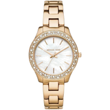 Buy Shop Michael Kors Liliane Mother of Pearl White Dial Gold Steel Strap Watch For Women - MK4555 USA Online
