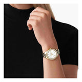 Buy Shop Michael Kors Liliane Mother of Pearl White Dial Gold Steel Strap Watch For Women - MK4555 USA Online