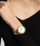 Buy Shop Michael Kors Liliane Mother of Pearl White Dial Gold Steel Strap Watch For Women - MK4555 USA Online